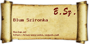 Blum Szironka névjegykártya